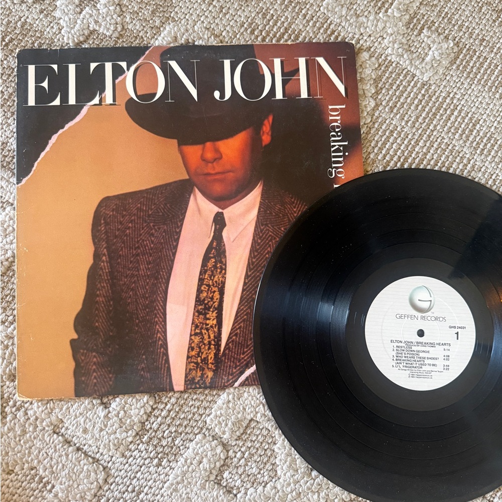 Elton John "Breaking Hearts" record Vinyl LP rare 1984 pressing